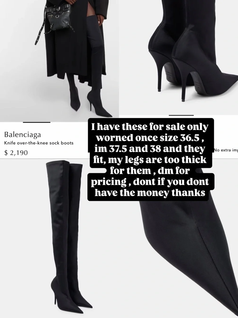 Balenciaga Black Over-the-Knee Knife Sock Boots